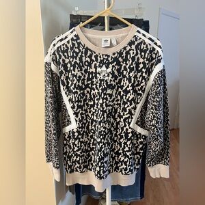 Adidas Black and Cream Leopard Graphic Sweatshirt